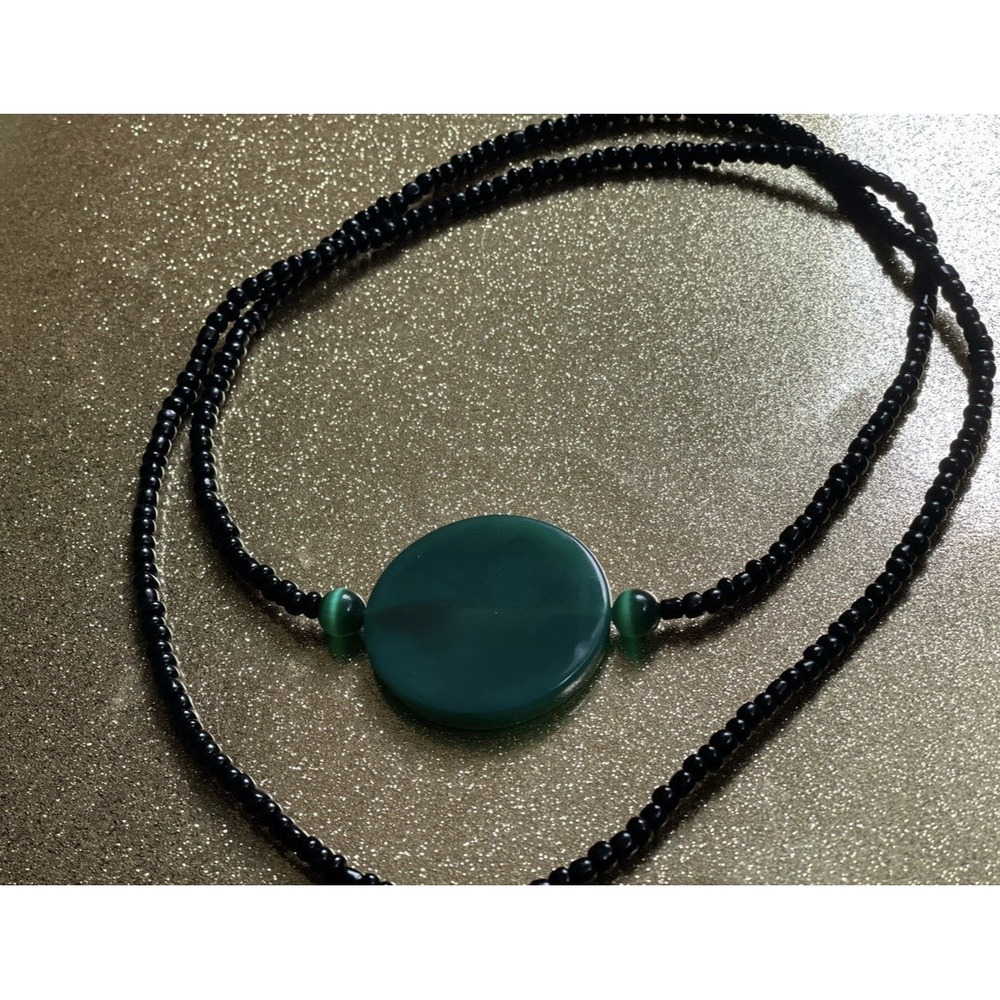 Handmade with love by yours truly KJT Designs co. Gorgeous Green Agate Disc Pend